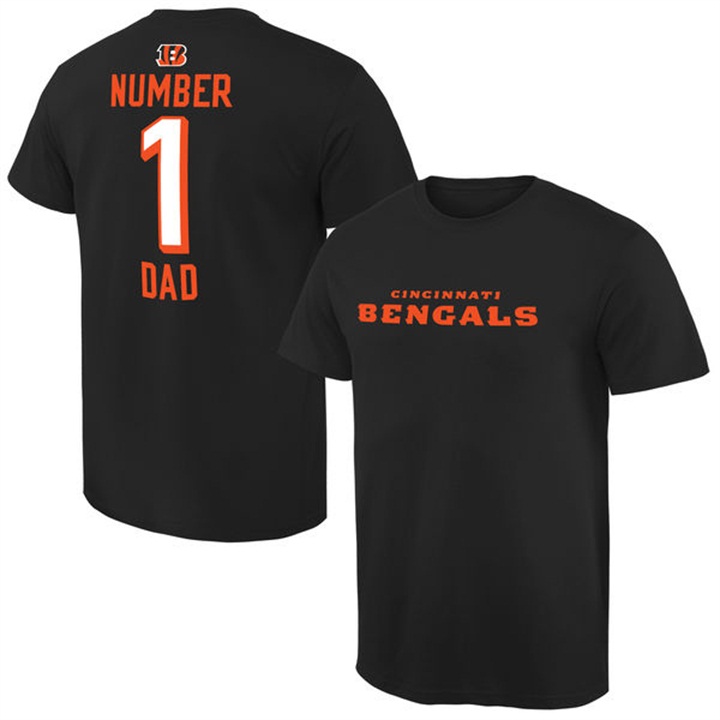 Cincinnati Bengals Black Number 1 Dad Name & Logo Pro Line T-Shirt