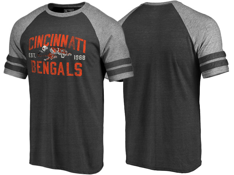 Cincinnati Bengals Black Refresh Tenacity Retro Raglan Tri-Blend T-Shirt