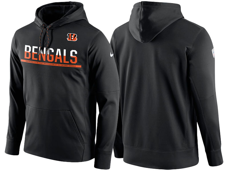 Cincinnati Bengals Black Circuit Thermafit Sideline Winter Pullover Performance Hoodie