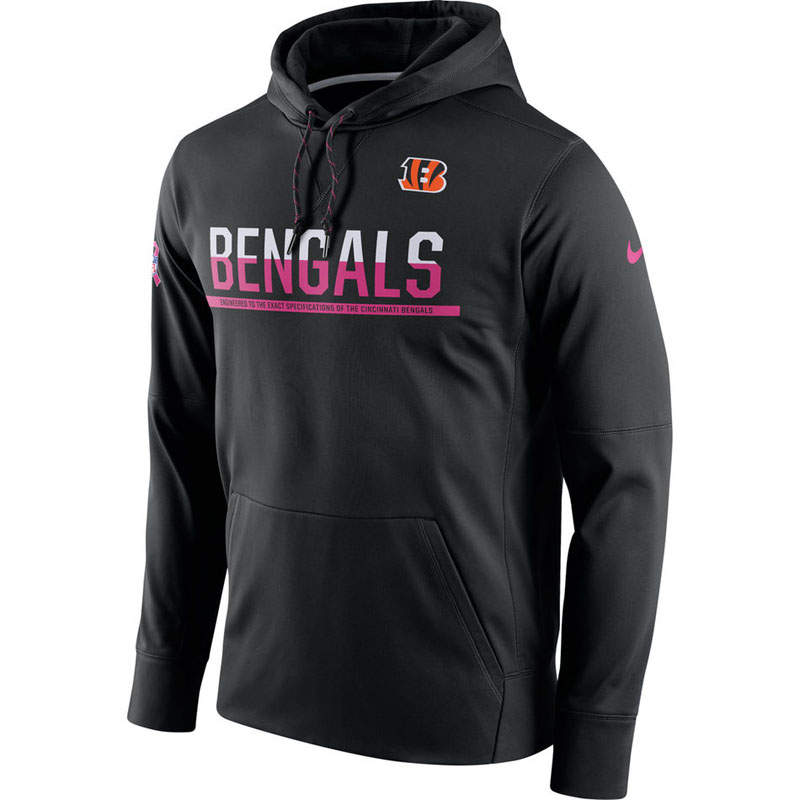 Cincinnati Bengals Black Breast Cancer Awareness Circuit Performance Pullover Hoodie