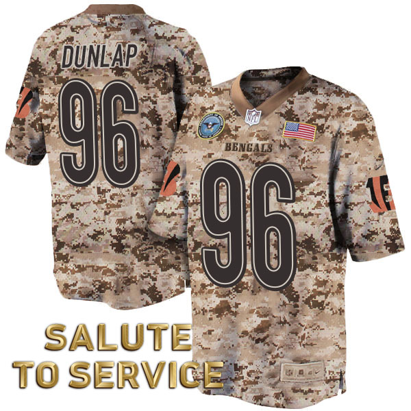 Cincinnati Bengals #96 Carlos Dunlap Khaki Desert Camo Salute to Service Jersey