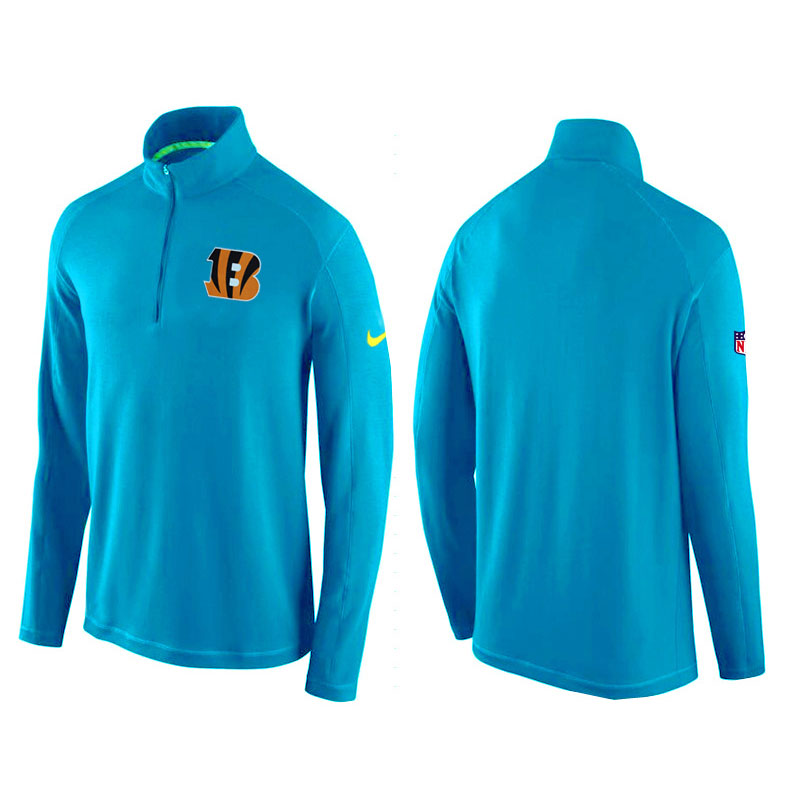 Cincinnati Bengals Cyan Game Day Half-Zip Knit Performance Tri-Blend Jacket