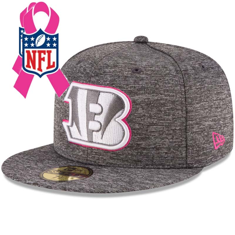 Cincinnati Bengals Gray New Era Heather 2016 Breast Cancer Awareness Sideline 59FIFTY Fitted Hat