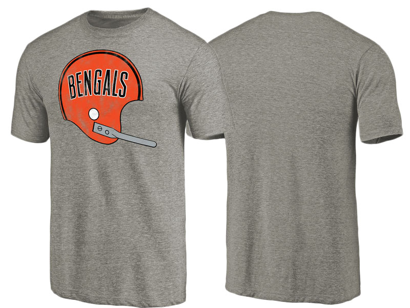 Cincinnati Bengals Heathered Gray Throwback Logo Tri-Blend Short Sleeve T-Shirt