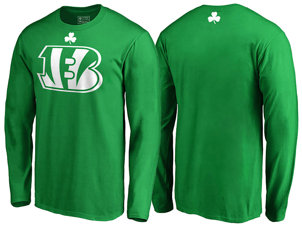 Cincinnati Bengals Kelly Green White Logo St. Patrick's Day Long Sleeve T-Shirt