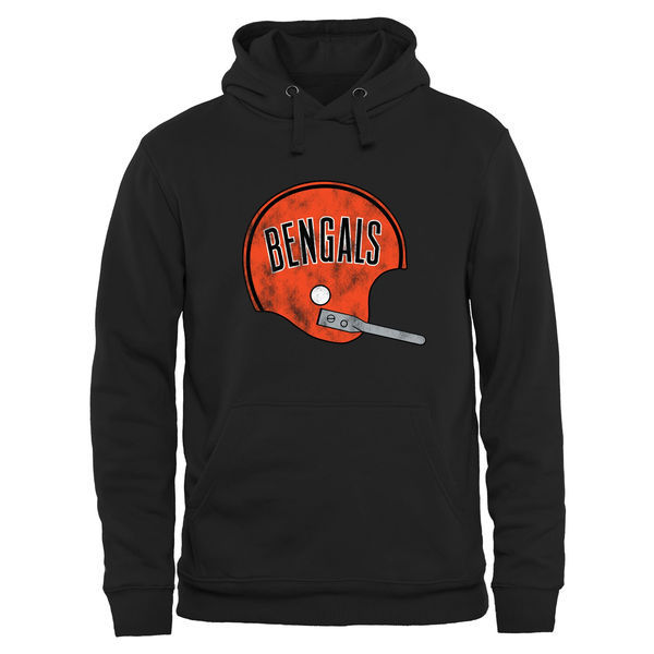 Cincinnati Bengals Pro Line Black Throwback Logo Pullover Hoodie