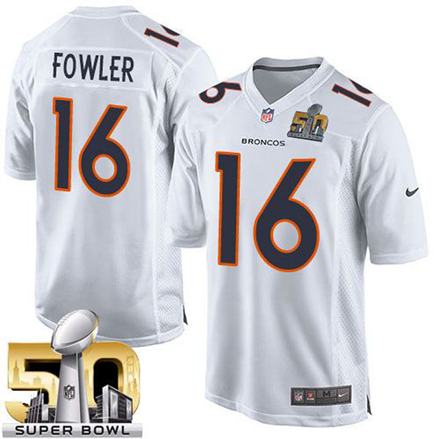 Denver Broncos #16 Bennie Fowler White Super Bowl 50 Game Event Jersey