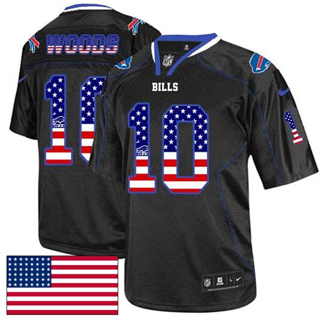 Buffalo Bills #10 Robert Woods Black USA Flag Fashion Jersey