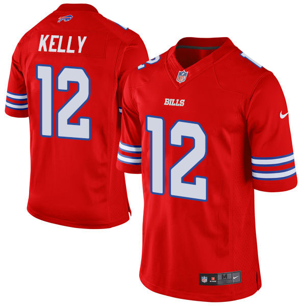 Buffalo Bills #12 Jim Kelly Red Color Rush Limited Jersey