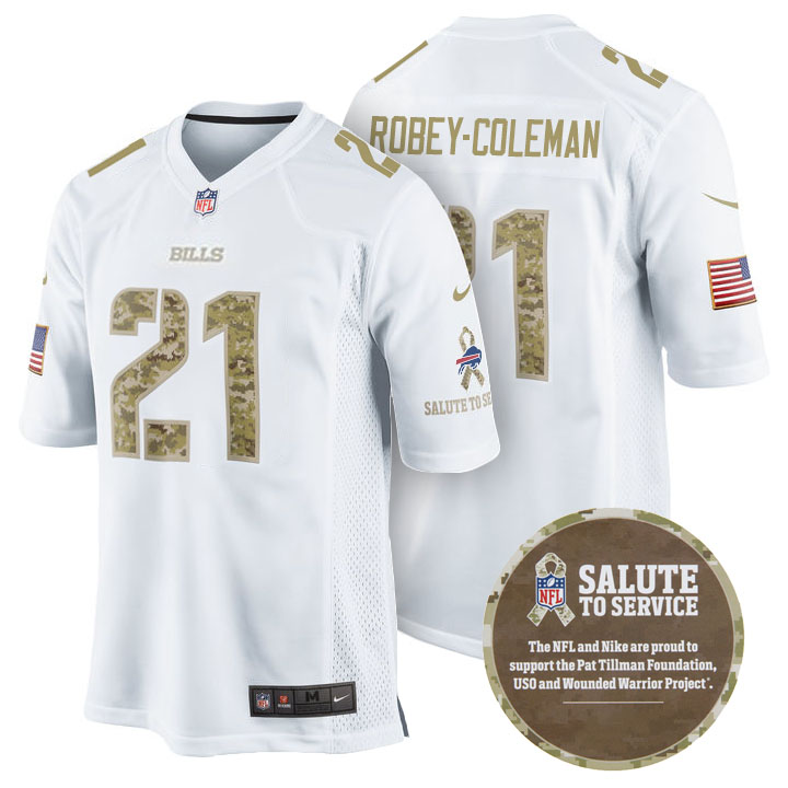 Buffalo Bills #21 Nickell Robey-Coleman White Camo Salute to Service Jersey