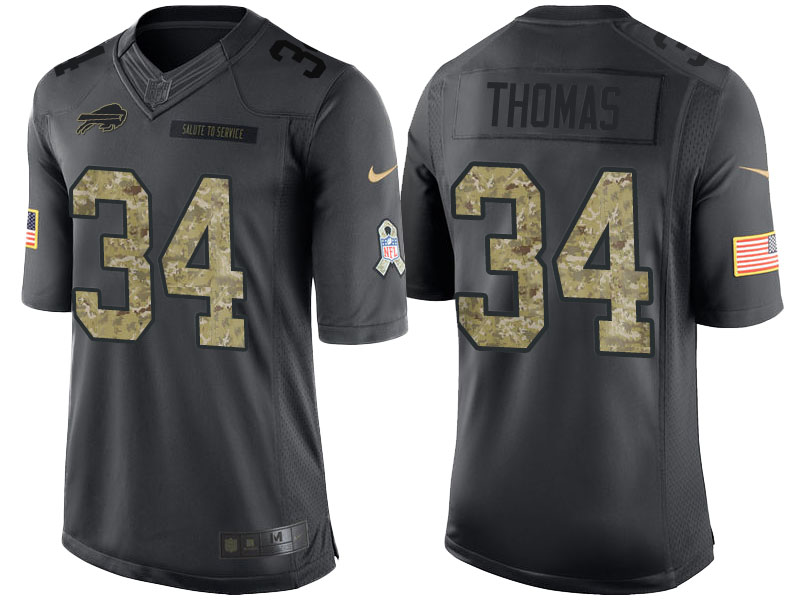 Buffalo Bills #34 Thurman Thomas Camo Anthracite 2016 Salute to Service Limited Jersey