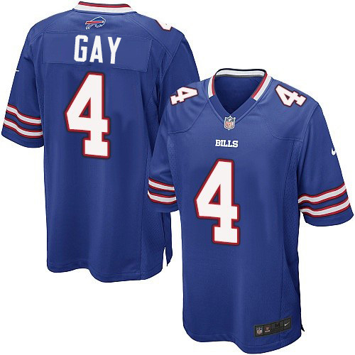 Men's Buffalo Bills #4 Jordan Gay Blue Game Jersey