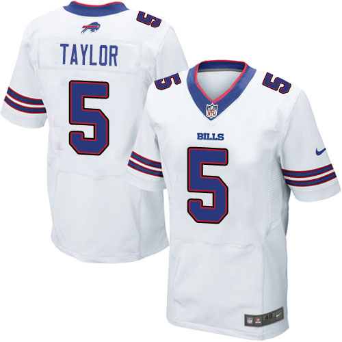 Men's Buffalo Bills #5 Tyrod Taylor White Elite Jersey