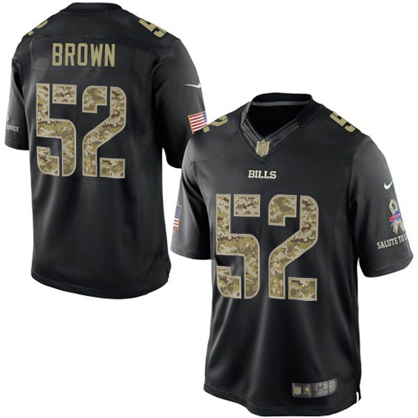 Buffalo Bills #52 Preston Brown Black Salute To Service Jersey