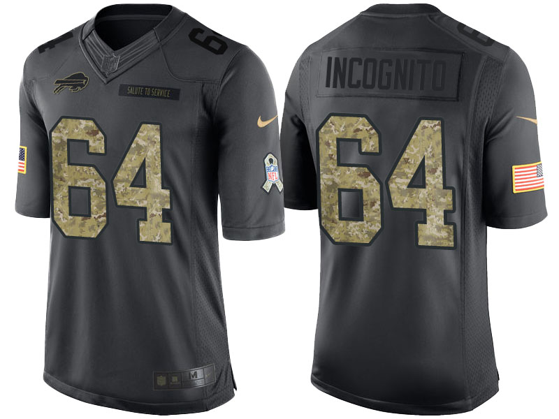 Buffalo Bills #64 Richie Incognito Camo Anthracite 2016 Salute to Service Limited Jersey