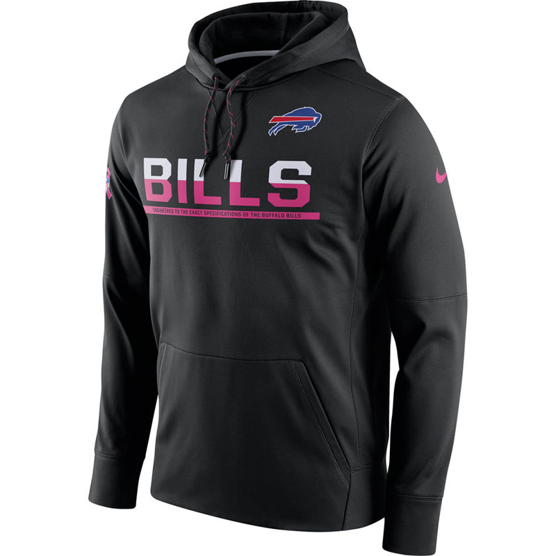 Buffalo Bills Black Breast Cancer Awareness Circuit Performance Pullover Hoodie