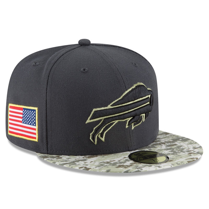 Buffalo Bills Graphite Salute To Service Sideline Camo Veterans Day 59FIFTY Fitted Hat