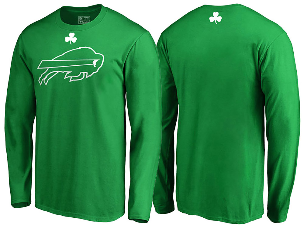 Buffalo Bills Kelly Green White Logo St. Patrick's Day Long Sleeve T-Shirt