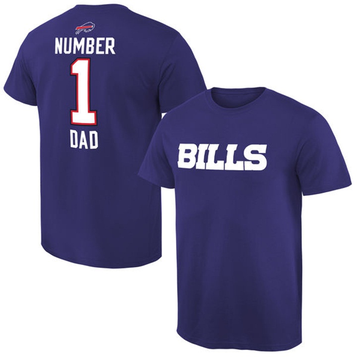 Buffalo Bills Royal Number 1 Dad Name & Logo Pro Line T-Shirt