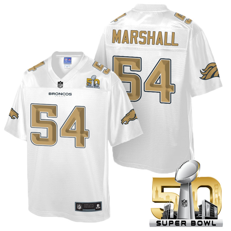 Denver Broncos #54 Brandon Marshall White 2016 Super Bowl 50 Pro Line Fashion Jersey