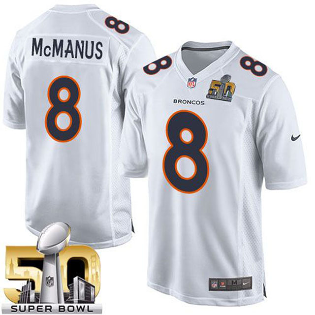 Denver Broncos #8 Brandon Mcmanus White Super Bowl 50 Game Event Jersey