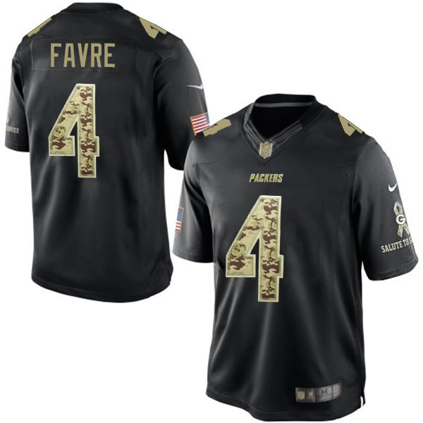 Men's Green Bay Packers #4 Brett Favre Nike Black Salute To Service Jersey