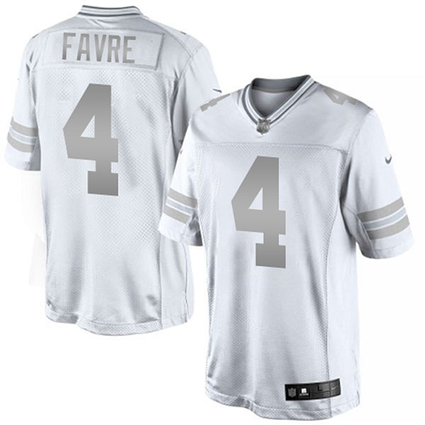 Men's Green Bay Packers #4 Brett Favre Nike White Platinum Limited Jersey