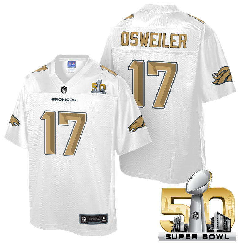 Denver Broncos #17 Brock Osweiler White 2016 Super Bowl 50th Pro Line Fashion Jersey