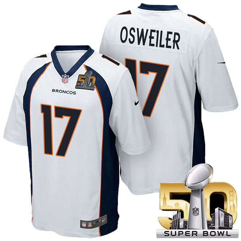 Denver Broncos #17 Brock Osweiler White 2016 Super Bowl 50 Limited Jersey