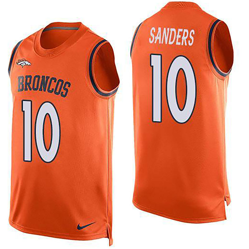 Broncos #10 Emmanuel Sanders Orange Team Color Men NFL Limited Tank Top