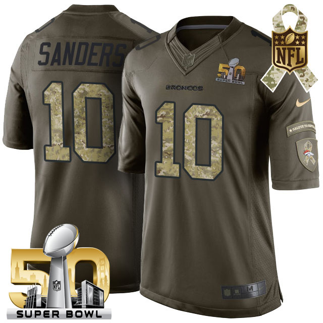 2016 Super Bowl 50 Denver Broncos #10 Emmanuel Sanders Green Salute To Service Limited Jersey