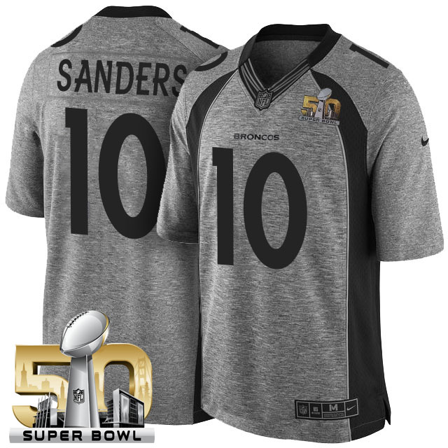 Super Bowl 50 Denver Broncos #10 Emmanuel Sanders Gridiron Gray Limited Jersey