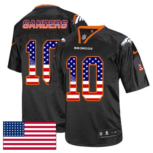 Denver Broncos #10 Emmanuel Sanders Black USA Flag Fashion Jersey