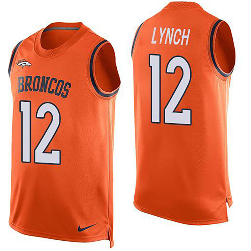 Broncos #12 Paxton Lynch Orange Team Color Men NFL Limited Tank Top