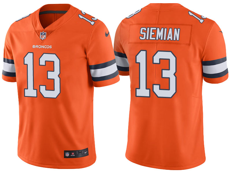 Denver Broncos #13 Trevor Siemian Orange Color Rush Limited Jersey