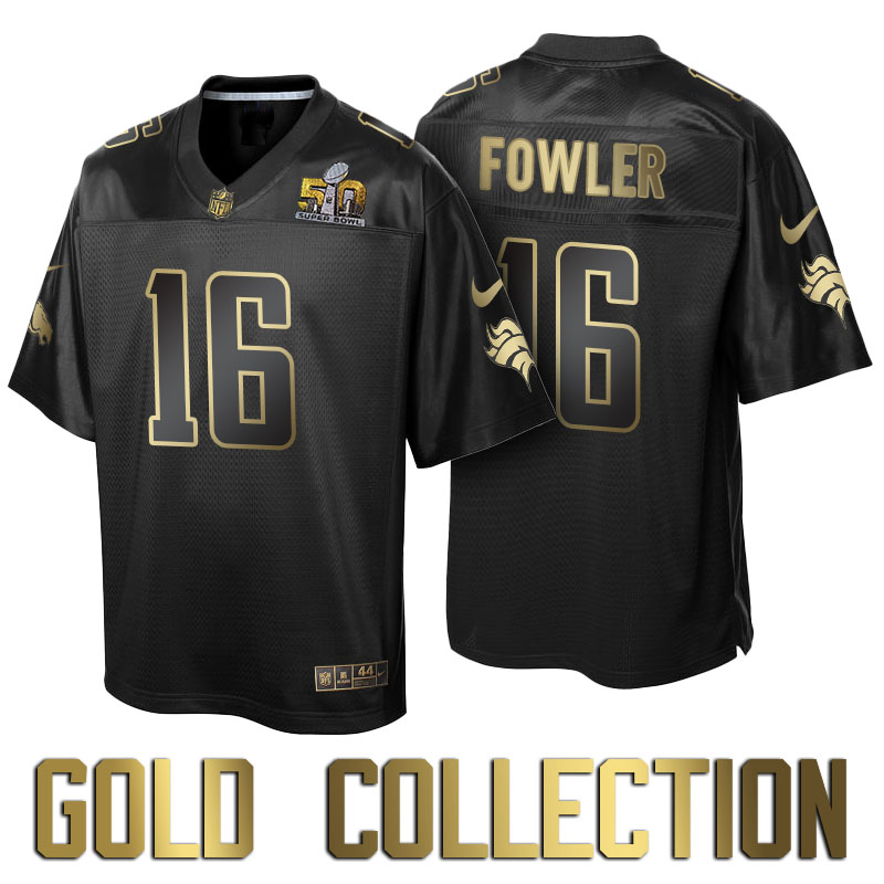 Denver Broncos #16 Bennie Fowler Super Bowl 50th Black Gold Collection Jersey