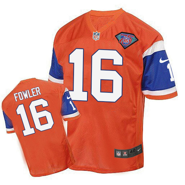 Denver Broncos #16 Bennie Fowler Orange 75th Patch Throwback Jersey