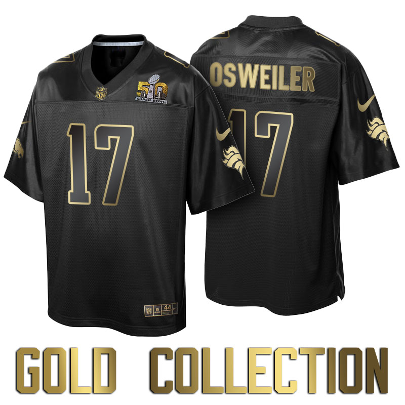 Denver Broncos #17 Brock Osweiler Super Bowl 50th Black Gold Collection Jersey