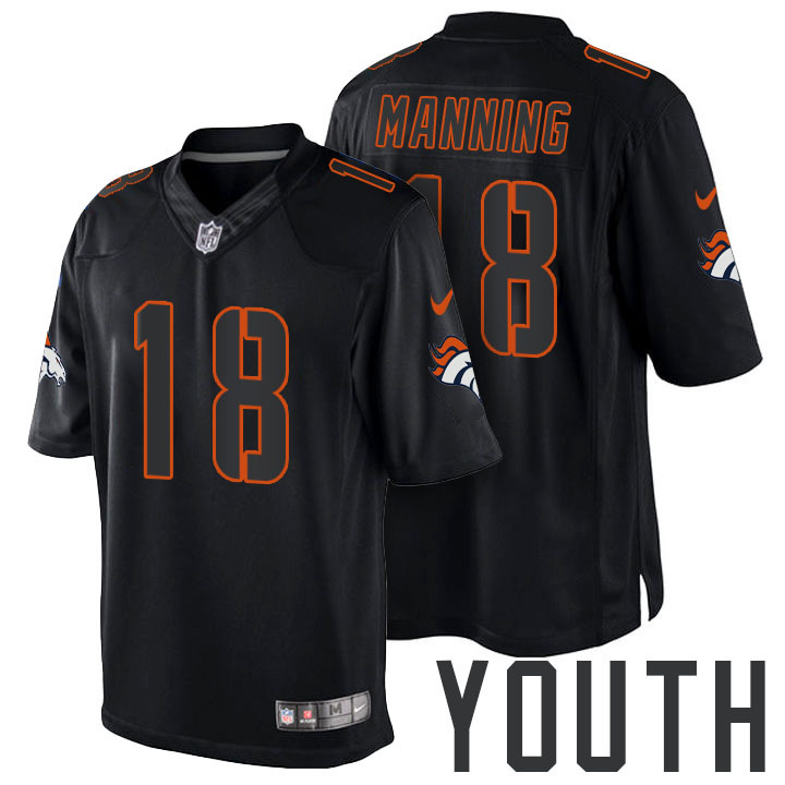 Youth Denver Broncos #18 Peyton Manning Black Impact Limited Jersey