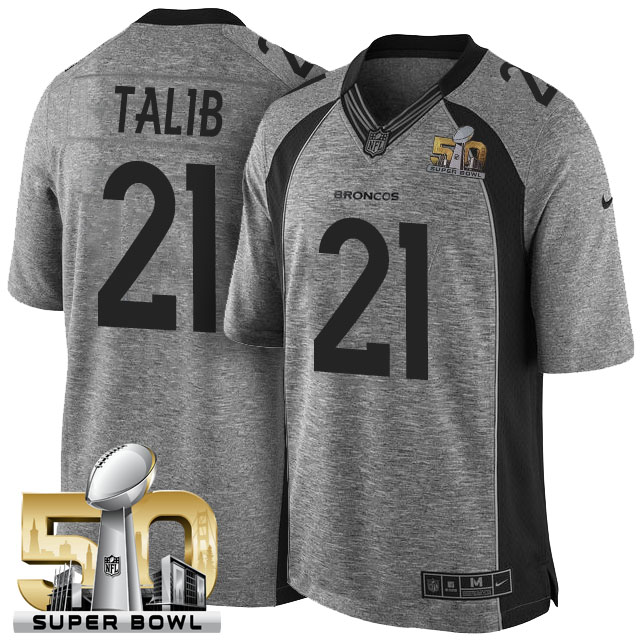 2016 Super Bowl 50 Denver Broncos #21 Aqib Talib Gridiron Gray Limited Jersey