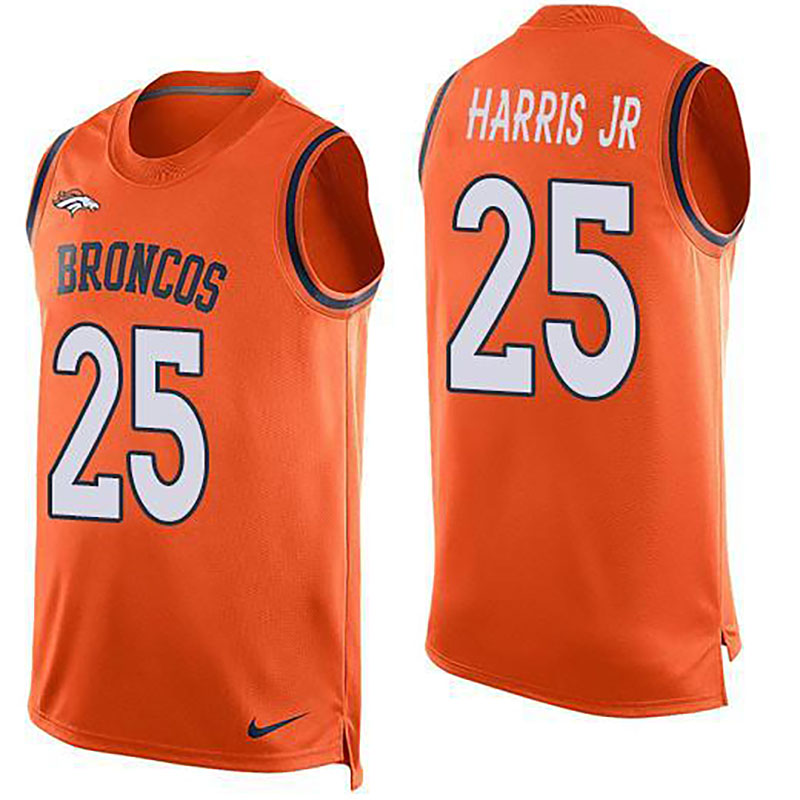 Broncos #25 Chris Harris Jr Orange Team Color Men NFL Limited Tank Top