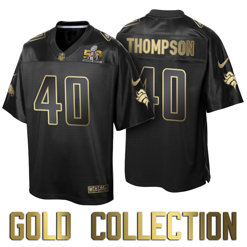 Denver Broncos #40 Juwan Thompson Super Bowl 50th Black Gold Collection Jersey