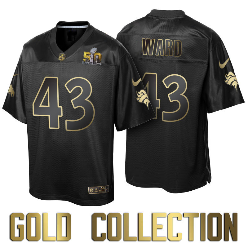 Denver Broncos #43 TJ Ward Super Bowl 50th Black Gold Collection Jersey