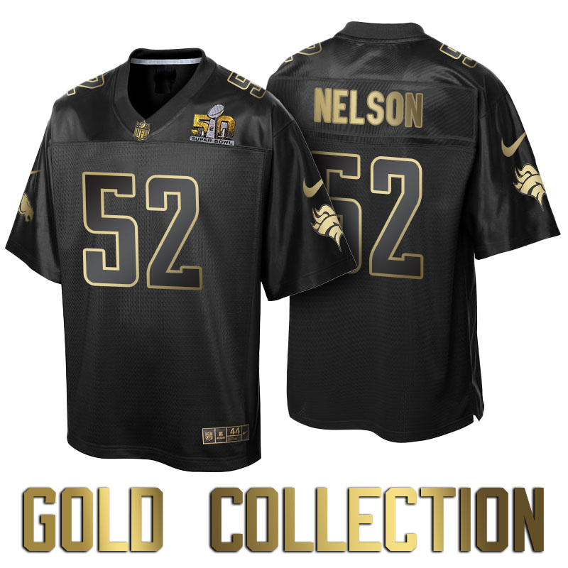 Denver Broncos #52 Corey Nelson Super Bowl 50th Black Gold Collection Jersey