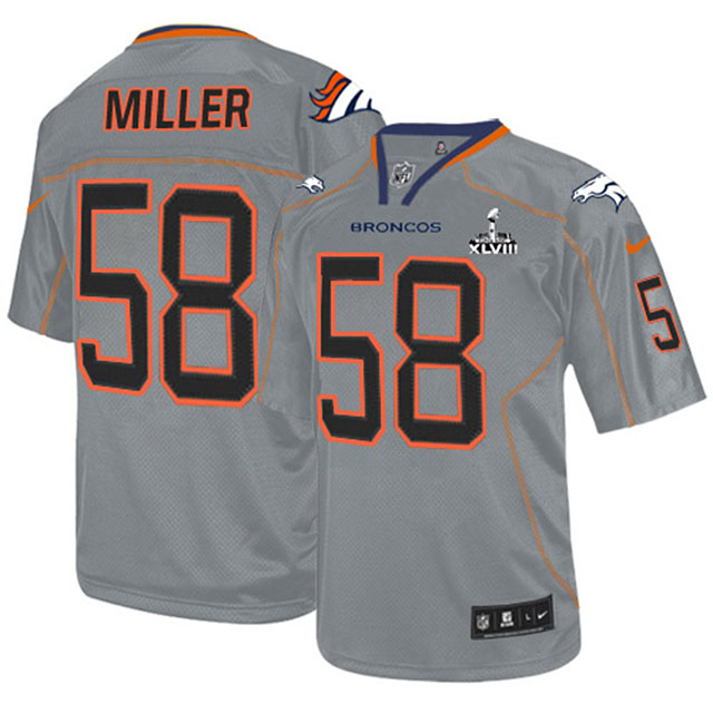 Denver Broncos #58 Von Miller Grey Lights Out Jersey