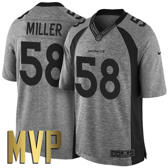 Denver Broncos #58 Von Miller MVP Gridiron Gray Limited Jersey