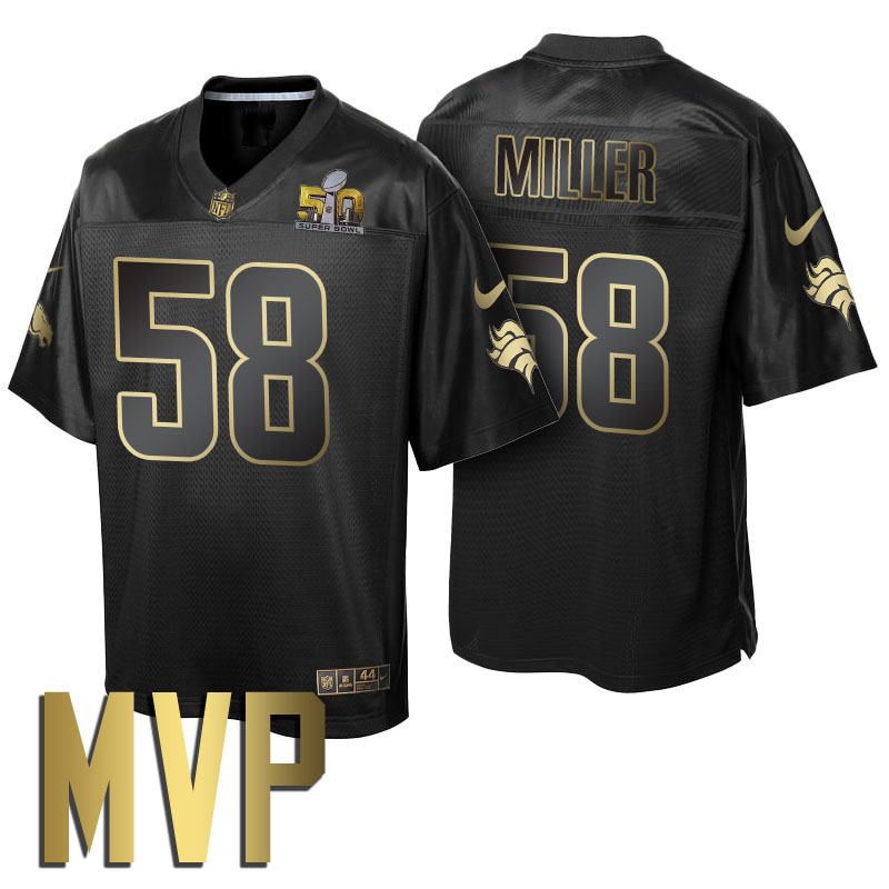 2016 Super Bowl 50 Champion Denver Broncos #58 Von Miller MVP Black Gold Collection Jersey