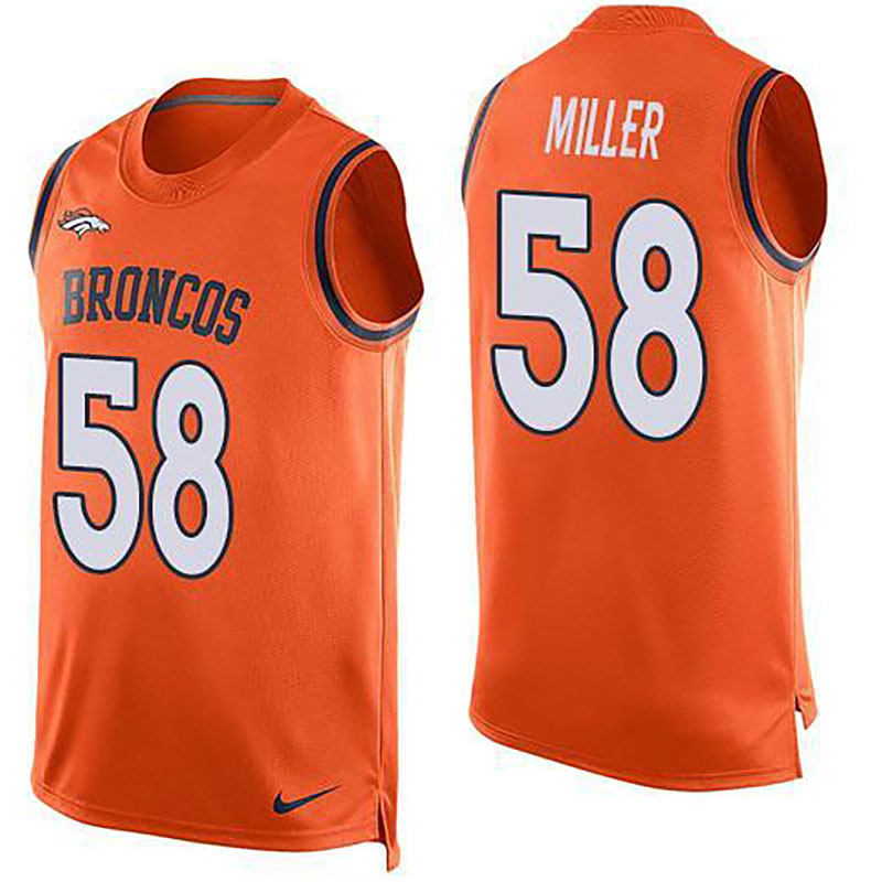 Broncos #58 Von Miller Orange Team Color Men NFL Limited Tank Top