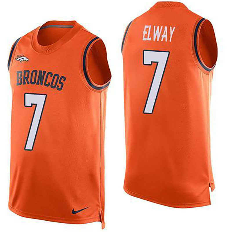 Broncos #7 John Elway Orange Team Color Men NFL Limited Tank Top