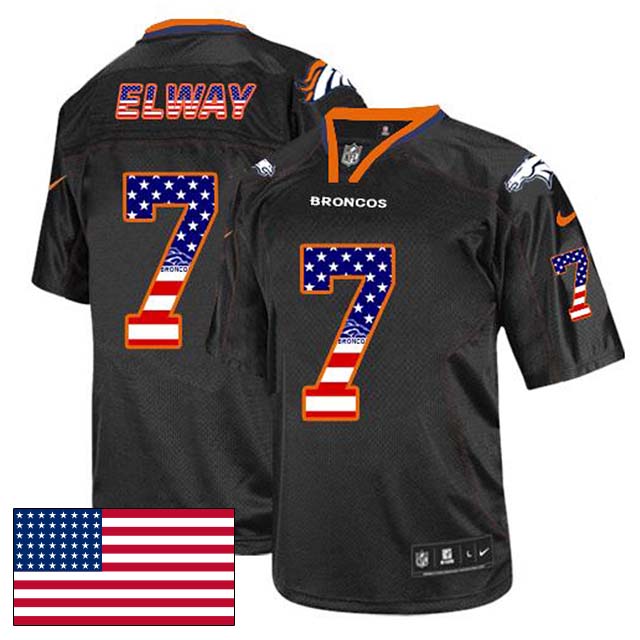 Denver Broncos #7 John Elway Black USA Flag Fashion Jersey